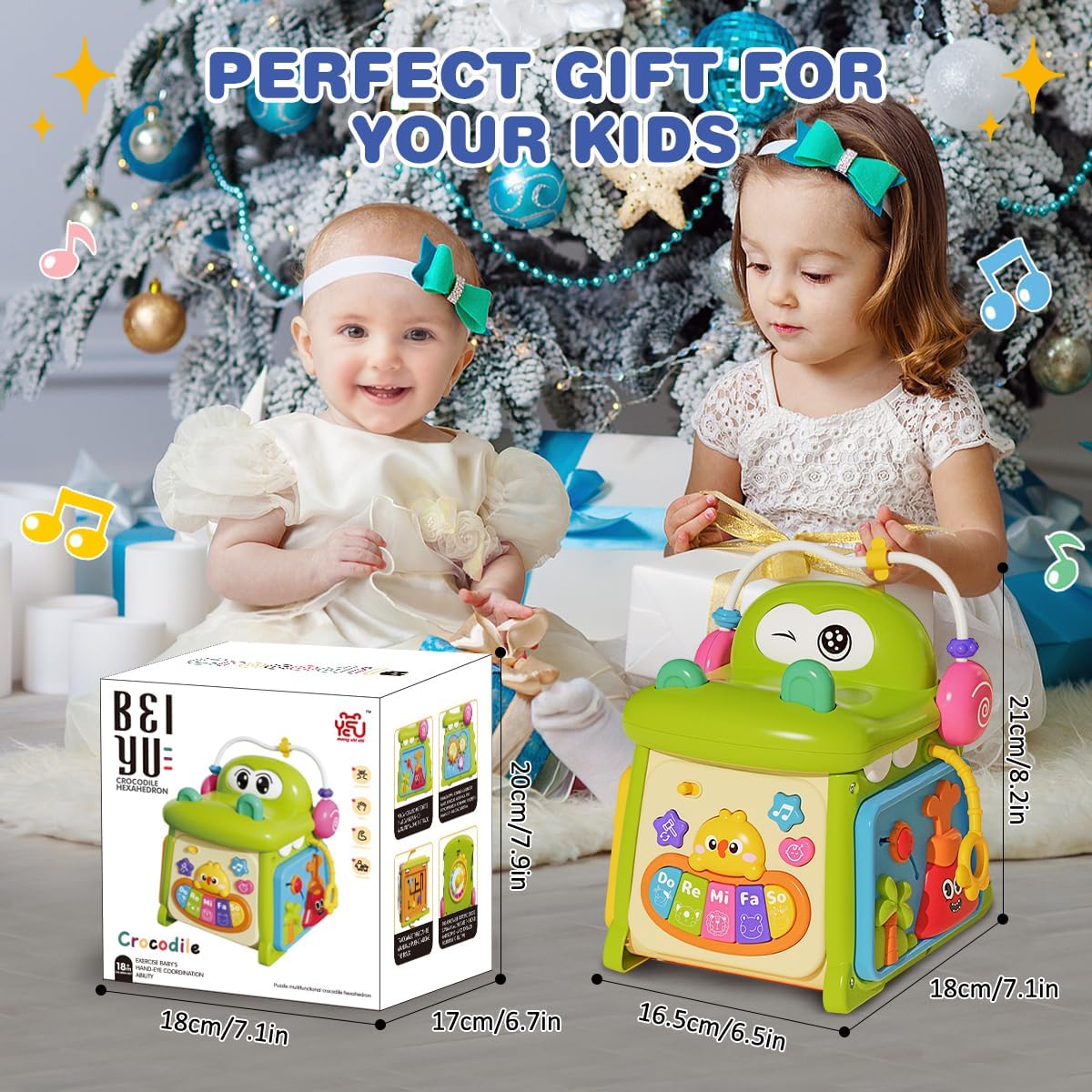 Qizebaby 8 in 1 Baby Activity Cube, Montessori Toys for 18+ Months Boy Girl, Educational Learning Fine Motor Musical Toy for Baby Toddler Kid, First Birthday Toy Gift for Child Age 2 3 4+ image 7 of 7 B0DY7SQCJ7