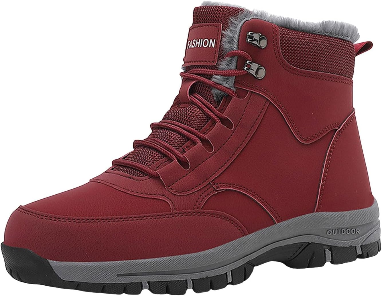 ZSpzx Women's Winter Combat Ankle Boots Platforms Suede Warm Furry Lining Lace up Chunky Block Heels Lug Sole Wide Calf Round Toe Short Booties Stylish Casual Comfort Non Slip Hiking Shoes