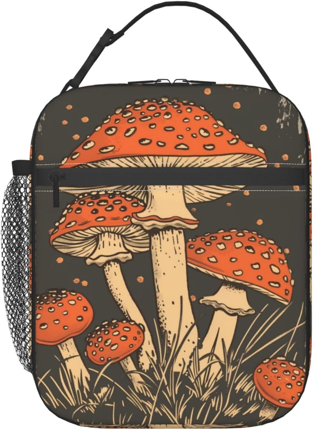 Insulated Lunch Box for Boys Kids Men Mushroom Lunch Bag for Work,Picnic,School,Travel,Hiking, Beach or Fishing Polyester Retro Mushroom Lunch Box