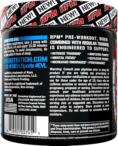 Miniatura 8 de RPM Energy and BCAA Energy Powder - Delicioso polvo de preentrenamiento para energía y enfoque láser además de aminoácidos BCAA Cherry Limeade BCAAs