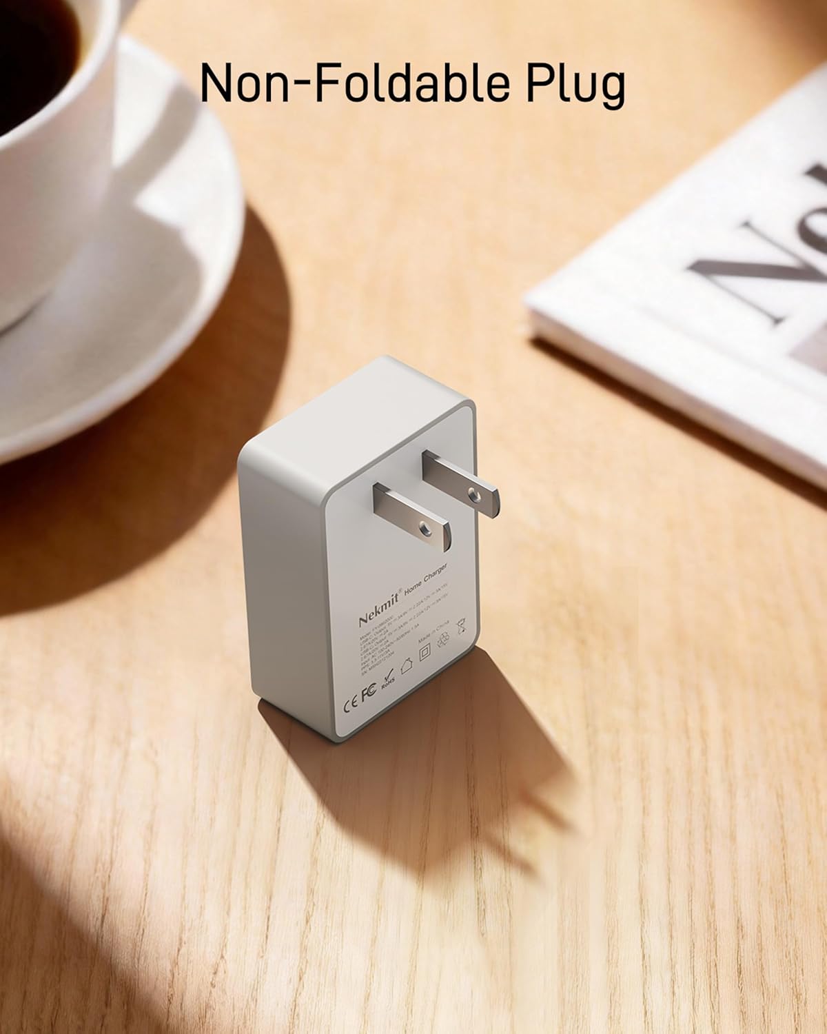 Nekmit Flat USB C Wall Charger Block, 40W Slim USB C Wall Plug Power Adapter, One Port PPS Fast USB Charger for iPhone 17/16 and More Series, MacBook Air, iPad(Non-Foldable Plug)