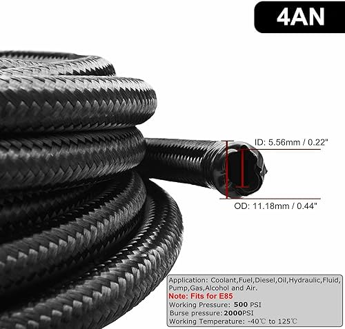 Miniatura 3 de Manguera de línea de combustible trenzada de nailon de acero inoxidable 10AN de 8 pies, manguera de aceite y gas, manguera de línea de aceite, color
