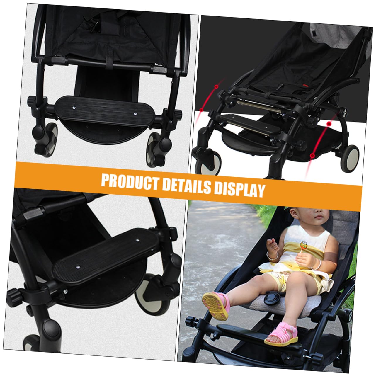 Repose-Pieds de Poussette Réglable Noir en Plastique pour Bébé