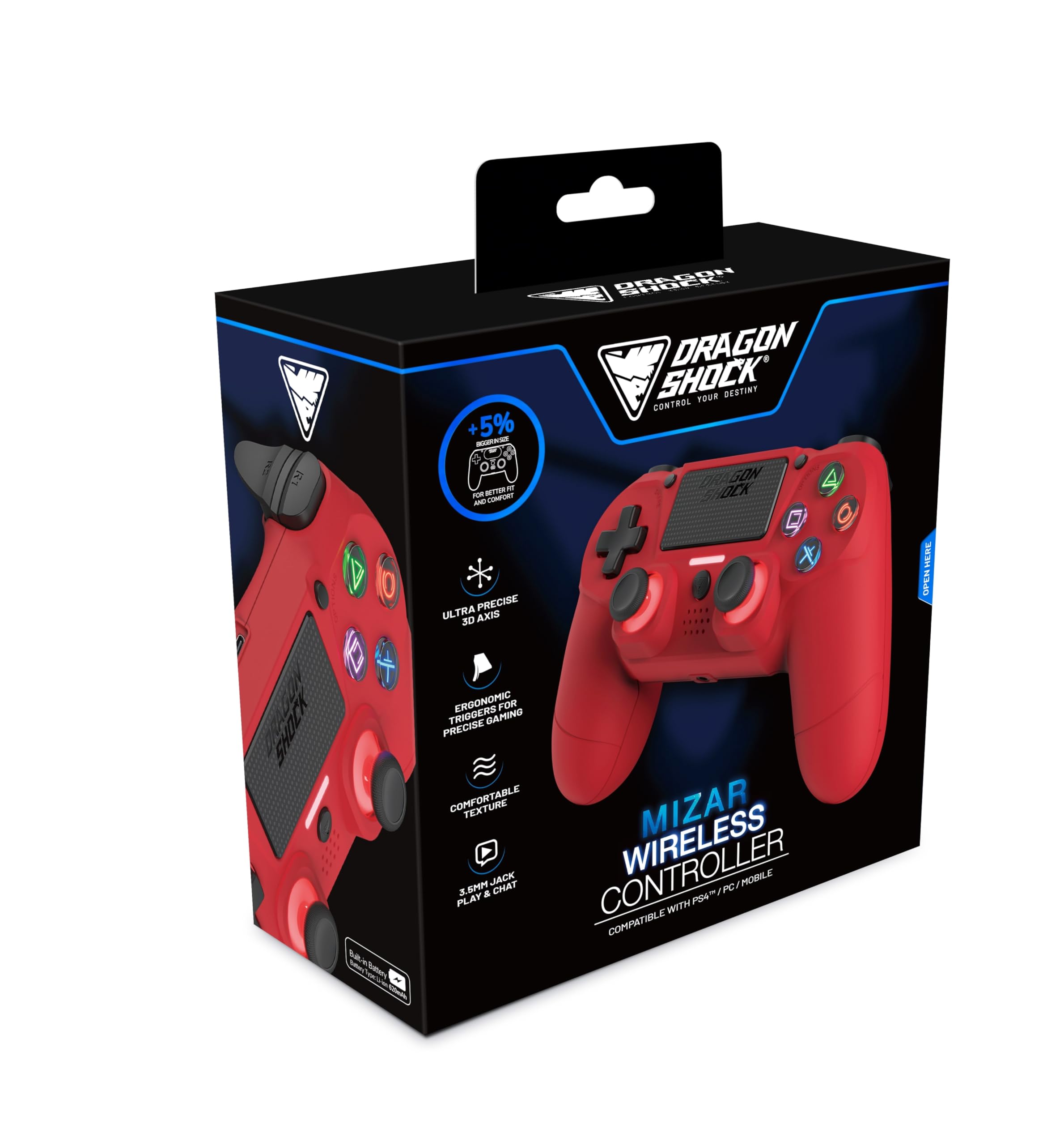 DragonShock MIZAR WIRELESS RED PS4 Controller