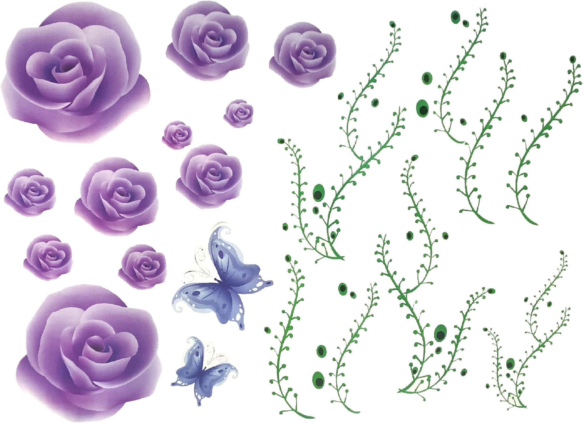 Purple Rose Artwork Room Decor Wall Sticker Decal15 W X 23" H (1 Piece) (W-0027)