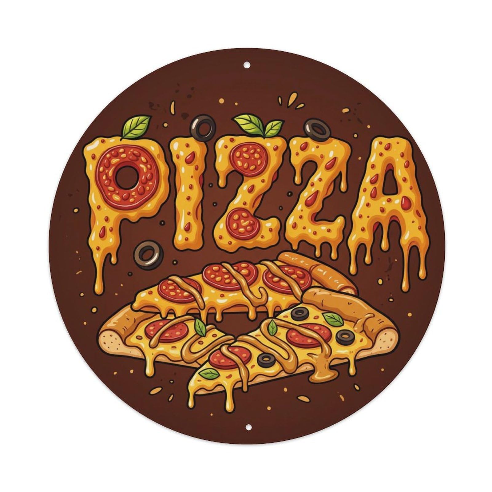 Huiyhb 8X8inch(20X20cm) Vintage Pizza Slice Almond Butter Metal Tin Sign