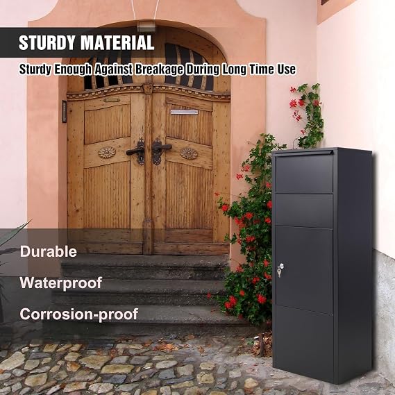 41.3 Inch Extra Large Parcel Drop Box with Lock | Galvanized Steel with Rust & Weather Resistant Coating|Freestanding|Ideal for Home Office Apartment & Curbside Delivery