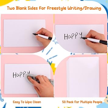 50 Pack Small White Board Dry Erase Boards Classroom Mini White Boards