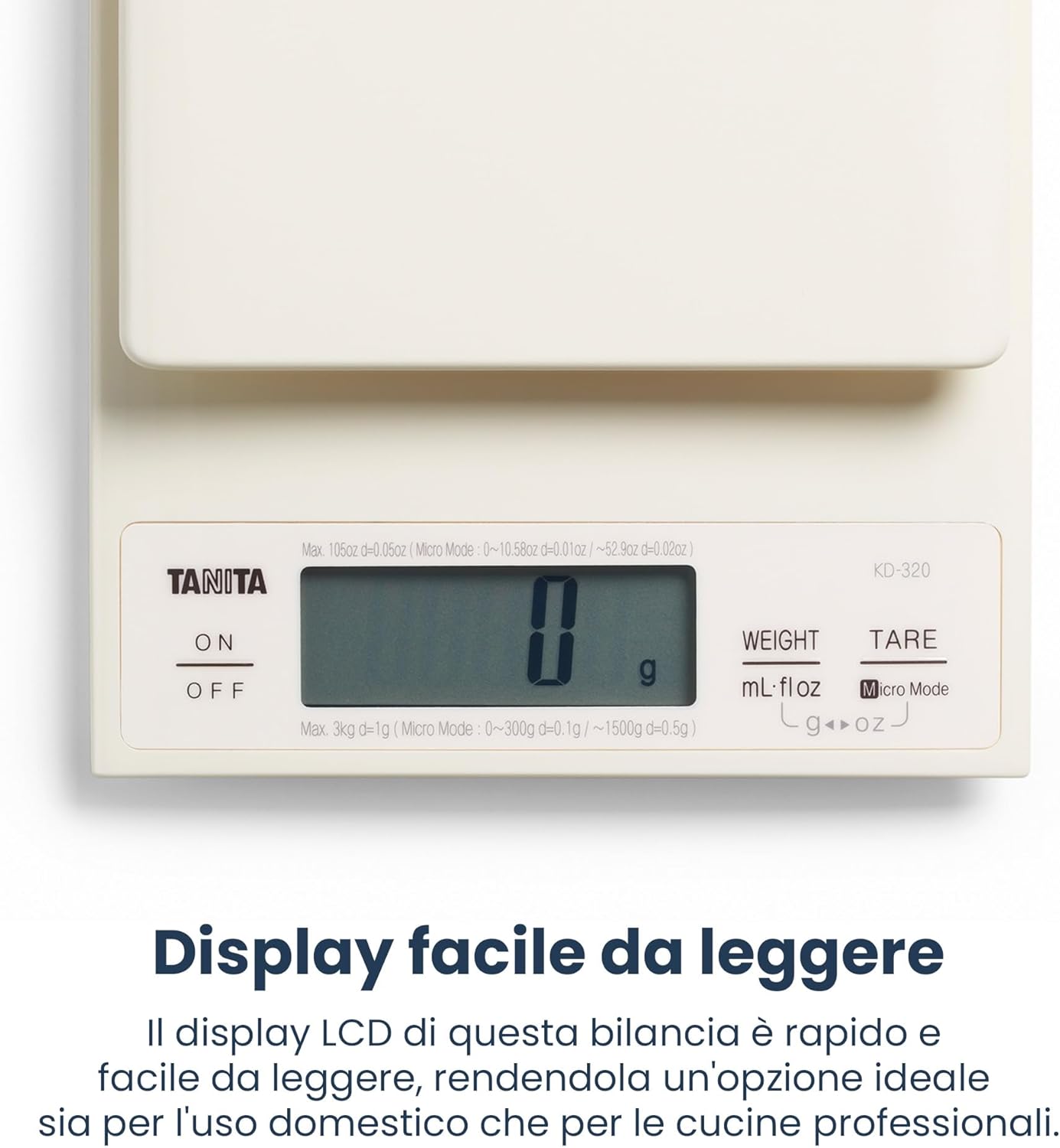 Tanita KD-320 Digital Kitchen Scale 3kg-Cream