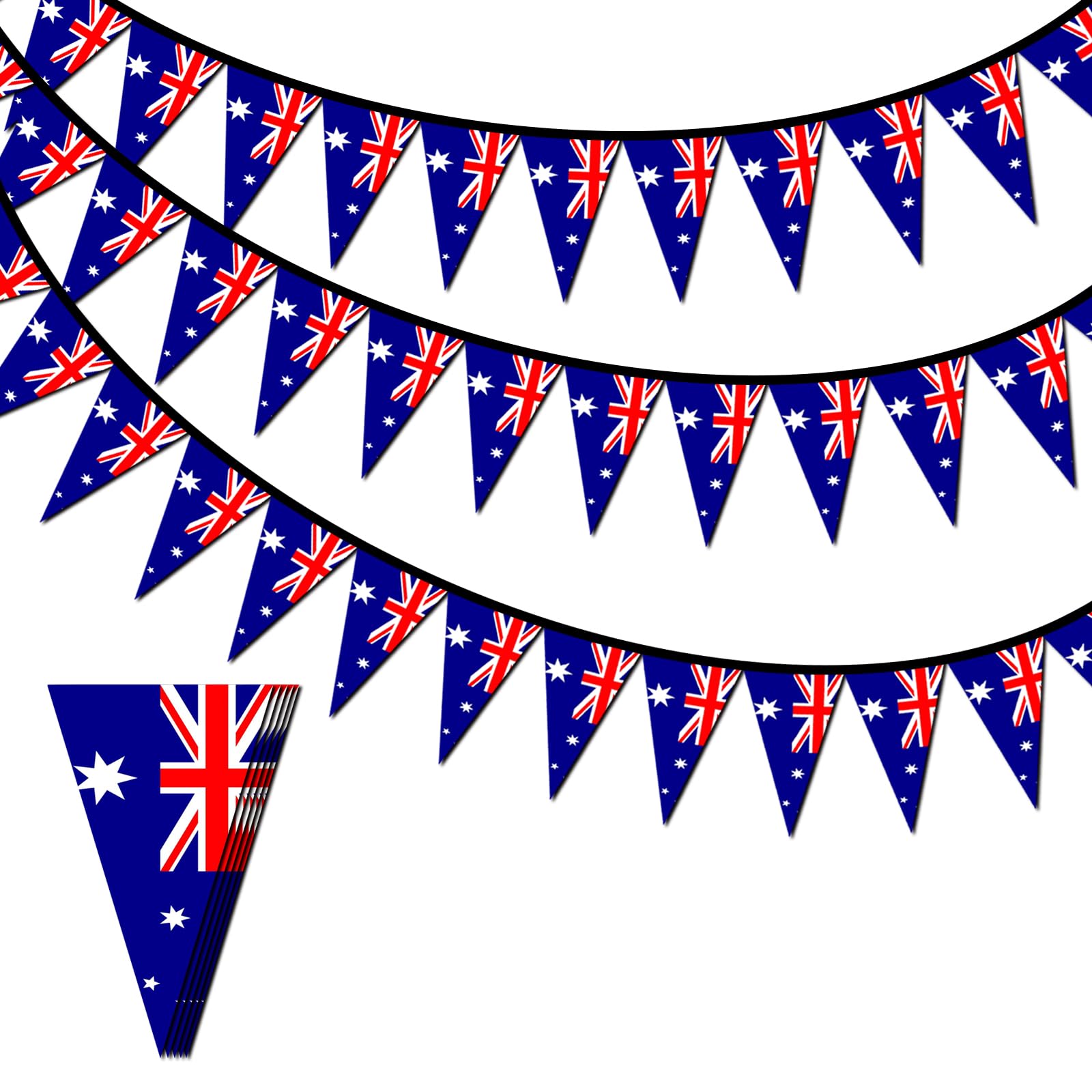 10m Australian Flag Bunting 30pcs Flags for Fifa World Cup Football 2026 Decorations,Double Sided Australia Flag Bunting Banner for Eurovision Euro Football Garden Street Australian Party Decorations