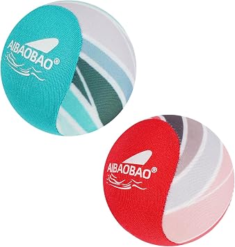 2 Pack Water Ball, Water Skipping Balls 5.5cm Art Design for All Ages Adults with Net Bag for Lakes, Rivers, Beach, Jumping Balls Skimming for Swimming Pool Outdoor Pool Beach