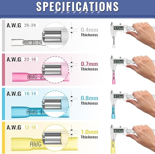 Miniatura 2 de Sopoby Herramienta de prensado para conectores termorretráctiles con 210 conectores termorretráctiles de grado marino de cobre rojo estañado,