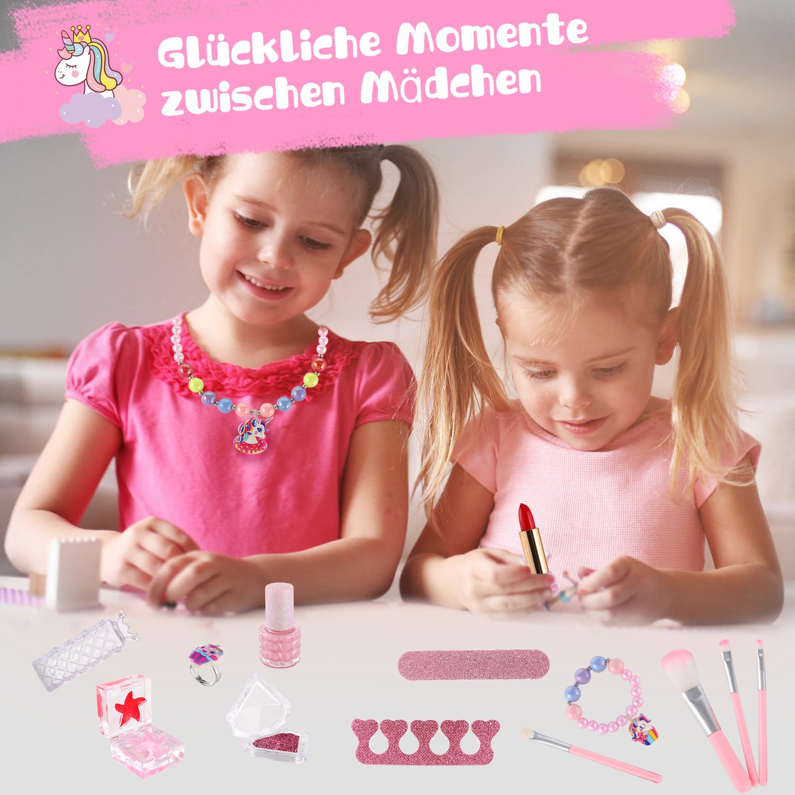 Kinderschminke Set Mädchen Schminkkoffer mädchen 6 Jahre Einhorn Geschenk für Mädchen 4 5 6 7 8 Jahre Einhorn Handtasche Schminkset für Mädchen