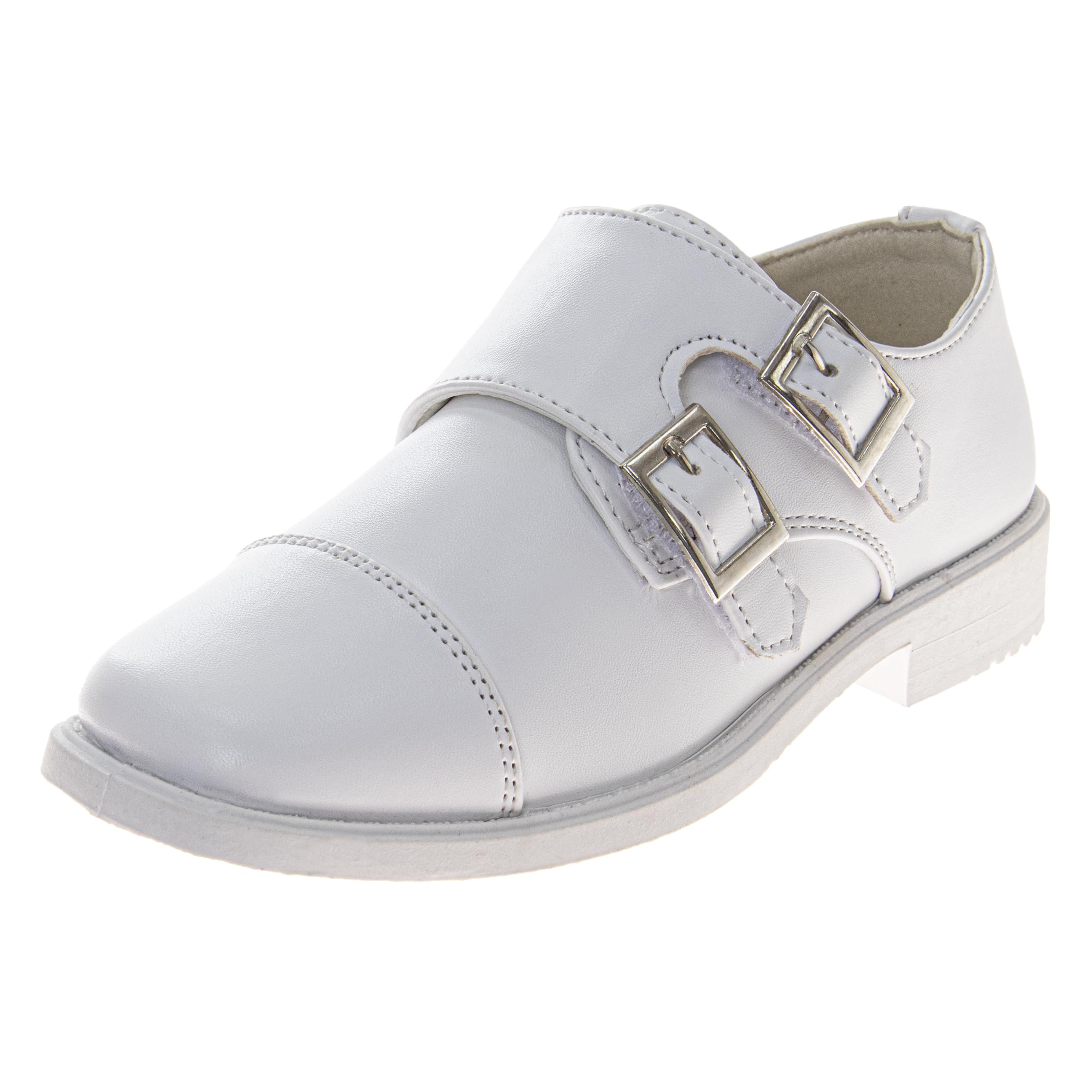 Josmo Boys Dress Shoes - Hook and Loop Double Monk Strap Cap Toe Oxford Loafers (Sizes 7-10 Toddler/Sizes 11-12 Little Kid)