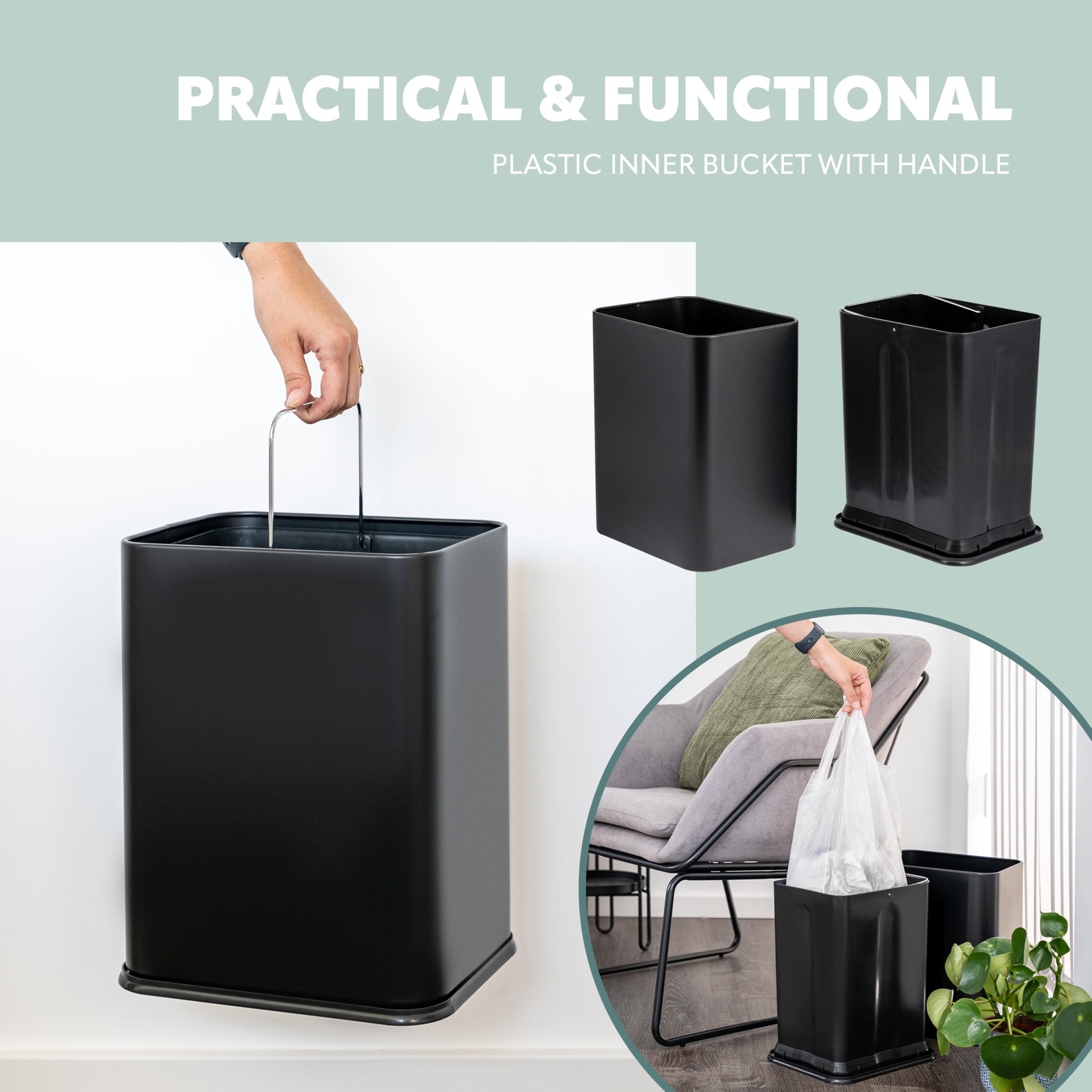 Smartbin Poubelle Corbeille À Papel 5l Couvercle Bac Ordure Pédale