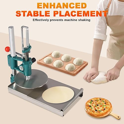 Miniatura 5 de Máquina de prensa de masa de pizza, máquina de prensa manual de pastelería de 9.5 pulgadas, máquina de acero inoxidable para masa de pizza doméstica