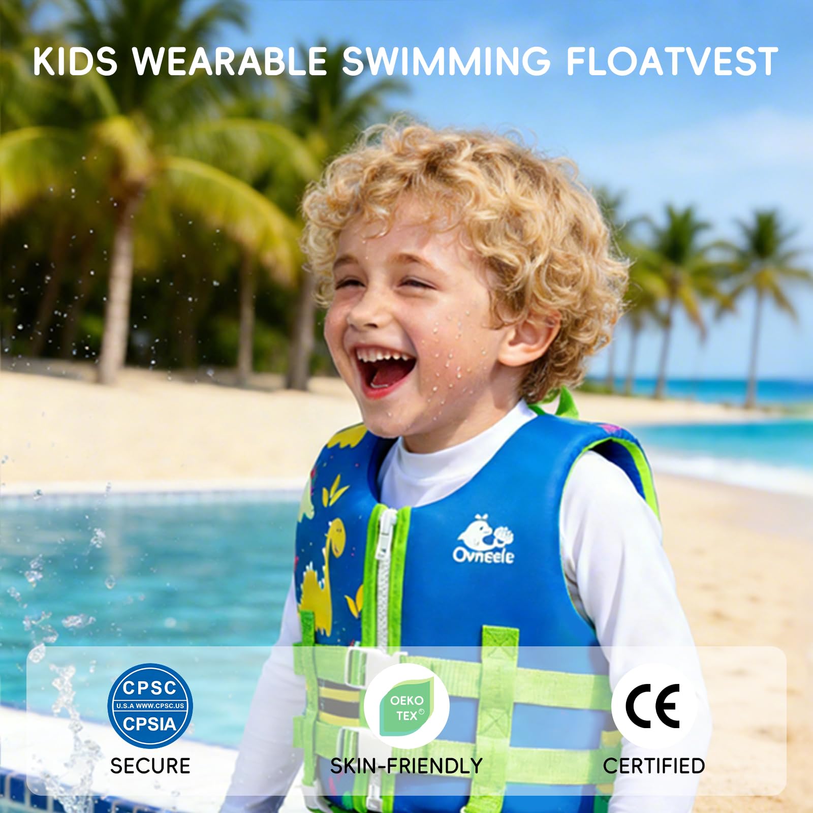 Gilet Galleggiante per Bambino, Giubbotto da Nuoto in Neoprene per Bambini Giubbotto di nuoto per bambini e bambine, con cinghie di sicurezza regolabili, età 2-9