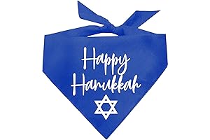 Happy Hanukkah Printed Dog Bandana: Celebrate the Festival of Lights in Style!