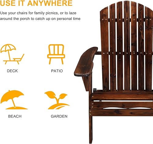 Miniatura 6 de VINGLI Silla Adirondack plegable, sillas Adirondack de madera para exteriores, sillas plegables para fogata para patio, barbacoa, porche, patio,