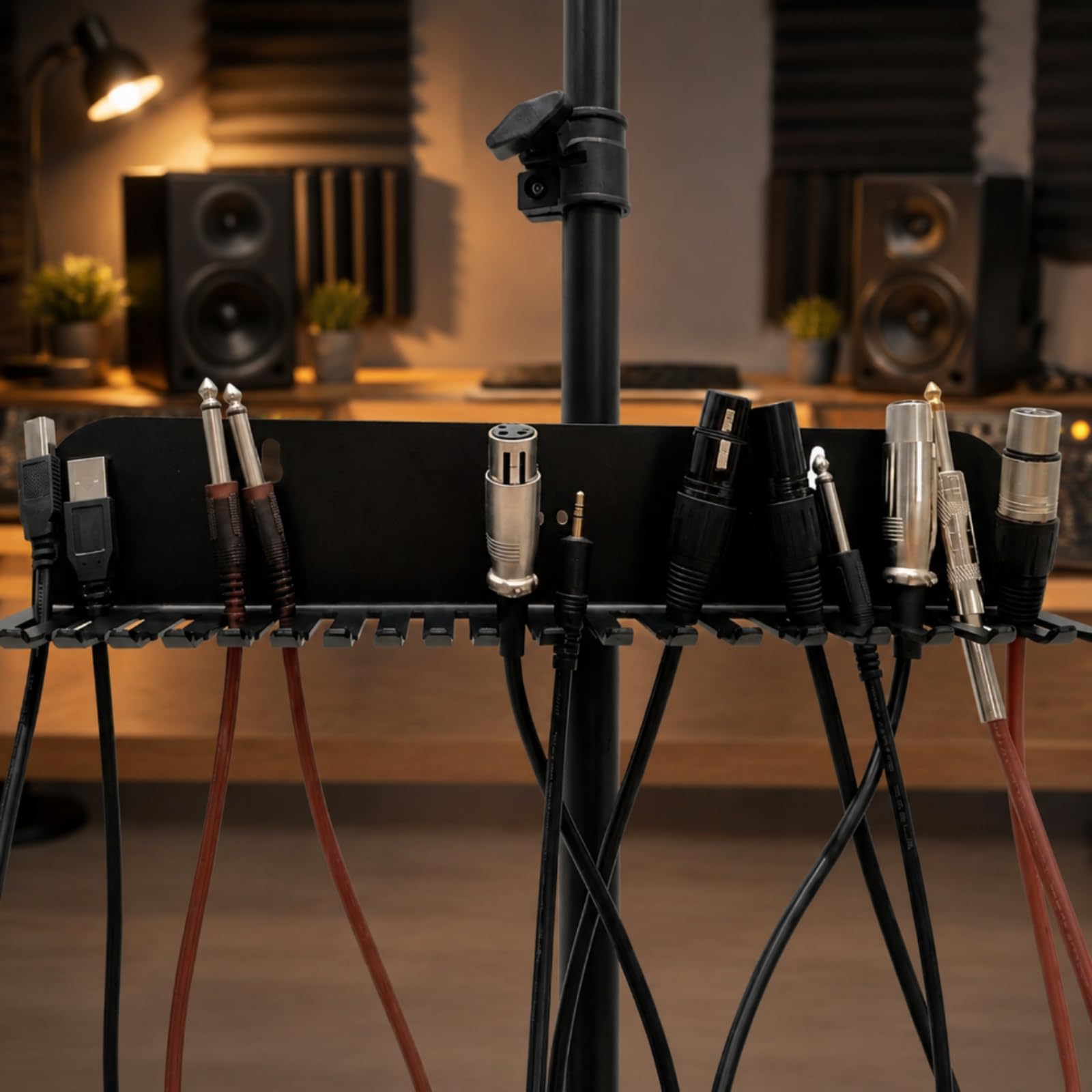 Organizador de Cables Rack para Cables Colgador de Pared Estante Portacables con Separadores Metálicos Diseño Ahorra Espacio Adecuado para Estudios Laboratorios de Trabajo