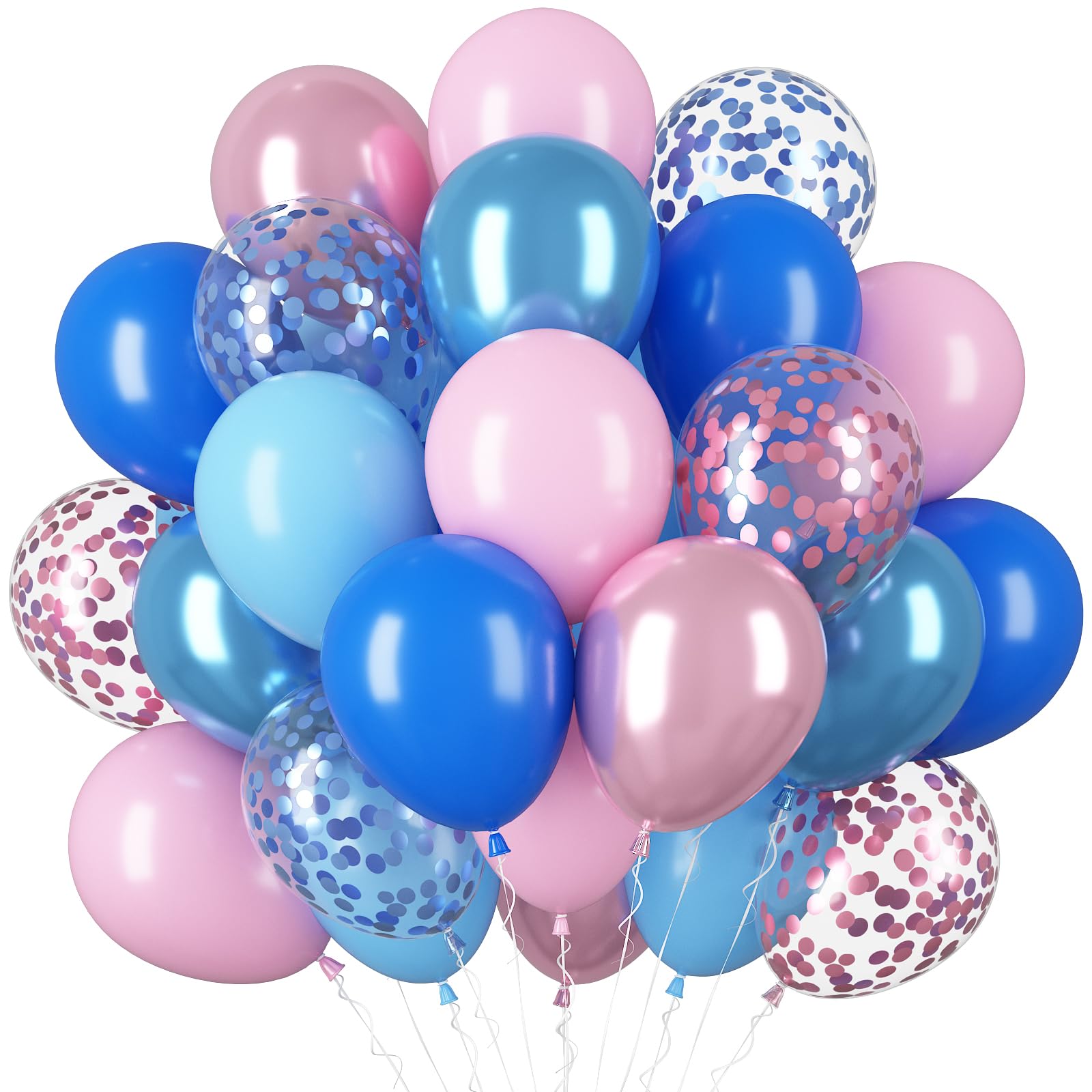 Balloons Blue Pink, Pack of 60 Blue Pink Balloons Birthday, 12 Inch Blue Latex Helium Balloons, Pink Party Balloon for Wedding, Birthday, Bridal Shower, Graduation, Party Decoration — image 1