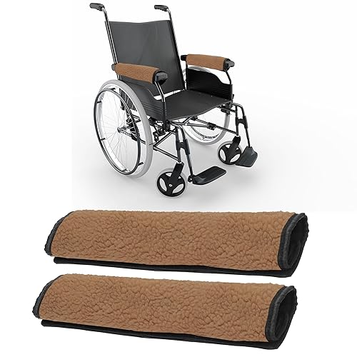 AHIER Wheelchair Armrest Pads, 2PCS Sheepskin Fleece Wheelchair Armrest Covers,