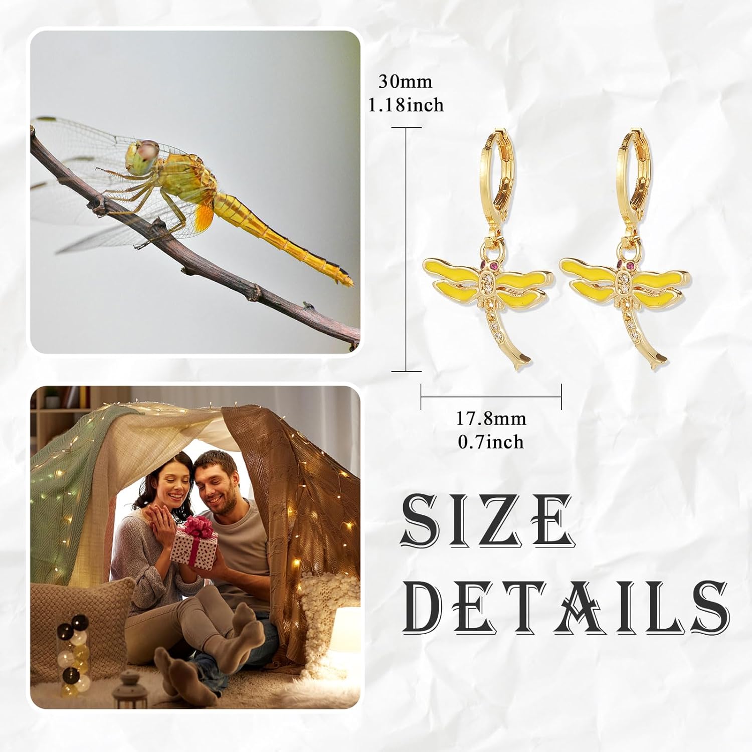 Dragonfly Dangle Earrings for Women 18k Gold Plated Dragonfly Earrings Christmas Holiday Birthday Gift for Girlfriend Wife Mother - Image 6