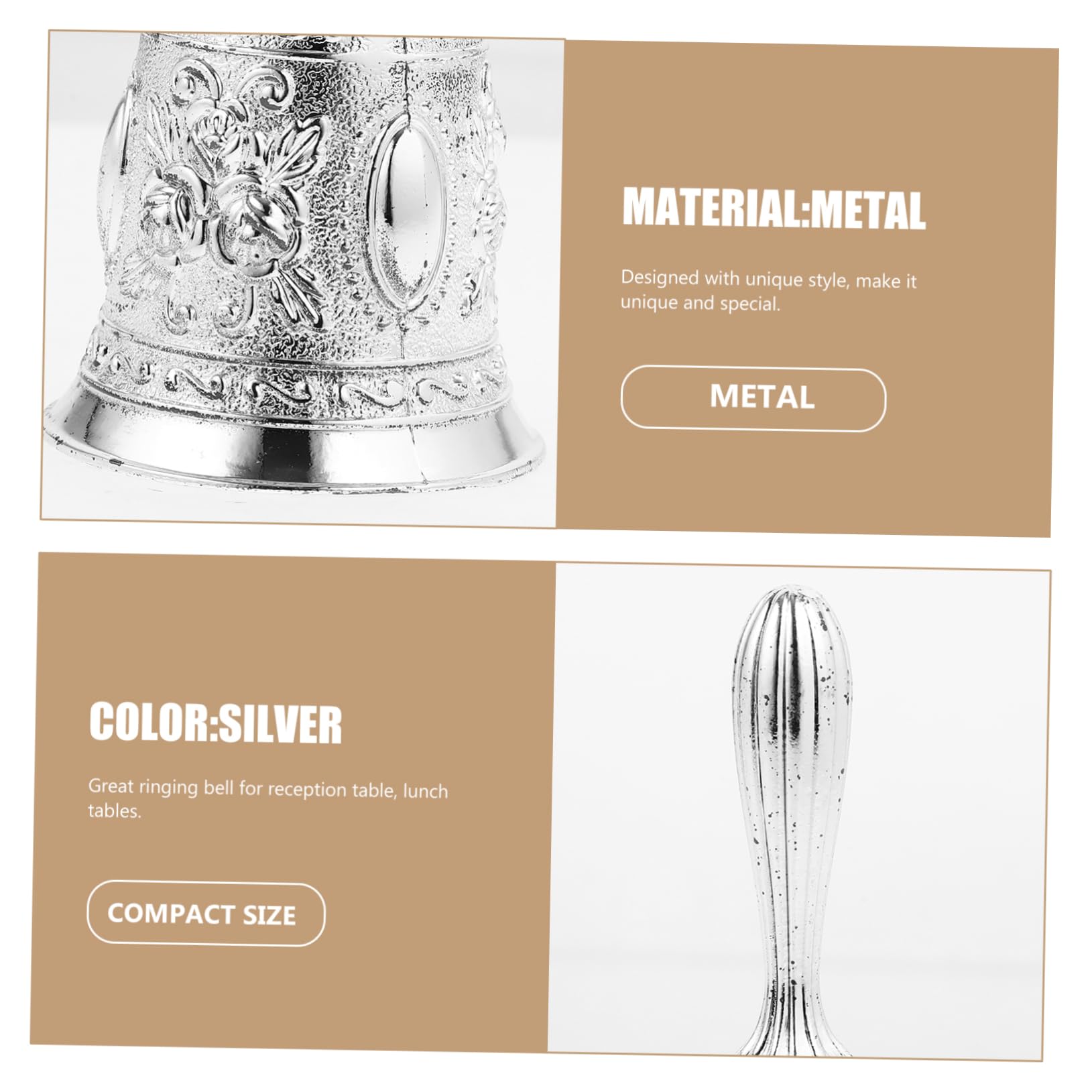 Operitacx 4 Piezas Campana de Mano Retro de Metal para y Escuela Timbrador de Servicio Campana de Decorativa para Eventos y Comidas