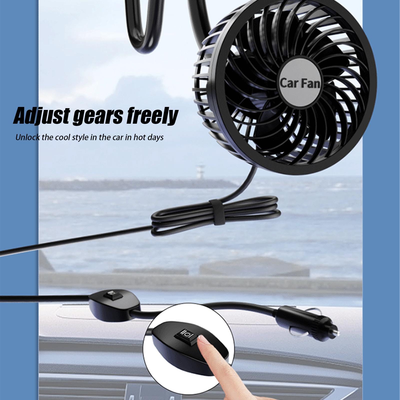 per auto, 12 V, dispositivo di raffreddamento per auto, regolabile, con design ricaricabile e portatile, per viaggi su strada, lunghi viaggi o spostamenti quotidiani, 1 pezzo