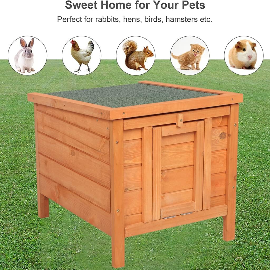 Cat House Outside, Weatherproof Wooden Bunny Rabbit Cat Hutch Outdoor Pet Cage Shelter Feral Cat House, Small Pet House and Habitats