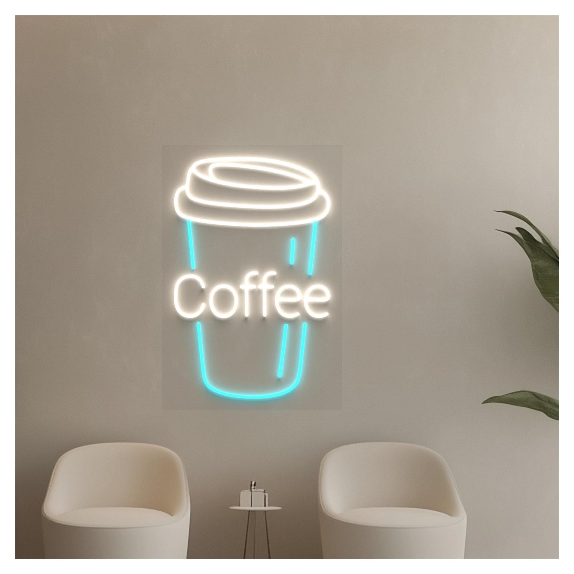 SHOUXI Sign Lamp Coffee Cup Neon Sign, Suitable for Cafe Shop Wall Decor with Brightness Adjustable 33cmx48cm