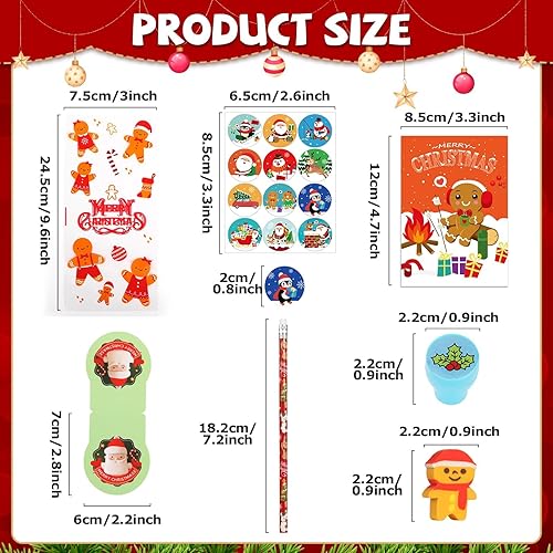 Miniatura 3 de 240 piezas de papelería de Navidad a granel para niños, intercambio de regalos escolares, incluye lápices de Navidad, bolsas de golosinas,