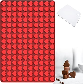Mini Heart Silicone Molds, 150 Cavities Heart Shape Chocolate Mold for Homemade Candy, Fondant, Gummy, Jelly, Food Grade Heart Shapes for Fruit Snacks, Pet Treats, Snack Biscuits With