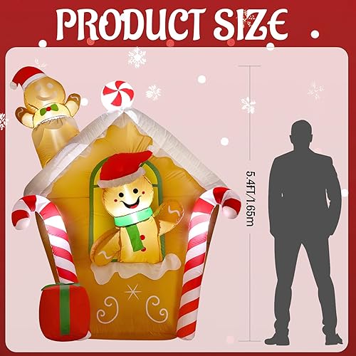 Miniatura 9 de MiniInflat Belén inflable de Navidad de 5 pies para decoración al aire libre, decoración de patio inflable de Navidad con LED integrado para fiestas