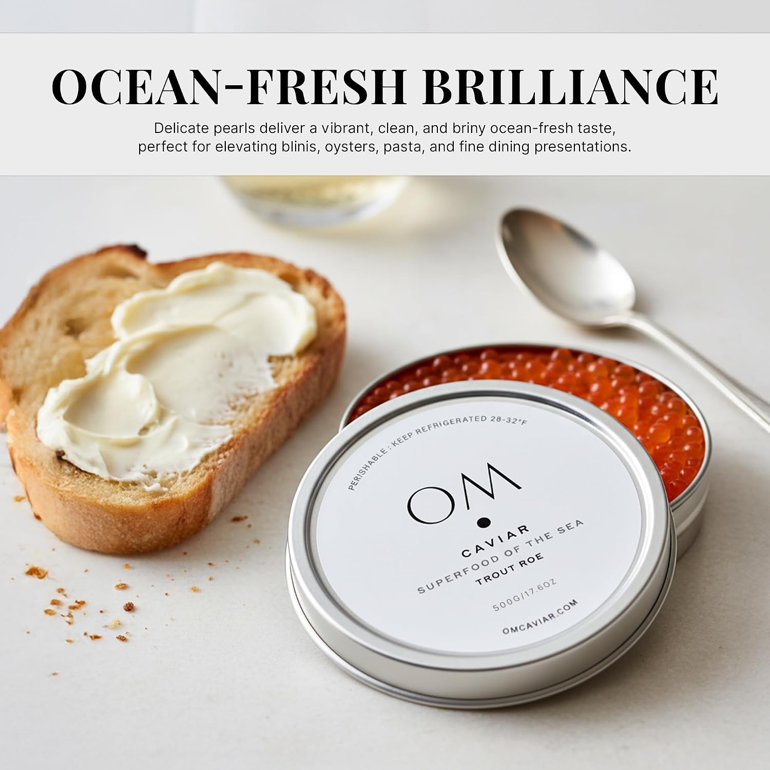 OM Caviar Trout Roe 500g – Premium Orange Pearls for Gourmet Dining - Crisp Ocean-Fresh Flavor & Elegant Culinary Presentation