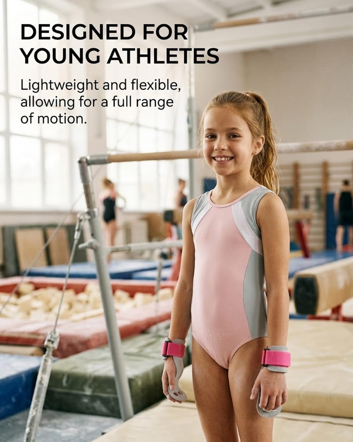 Protezioni Mani Ginnastica Bambini S Rosa 2 Pezzi. Presa Sicura Anti-vesciche per Allenamento Sbarra, Anelli & Calisthenics. Supporto Polso Confortevole.