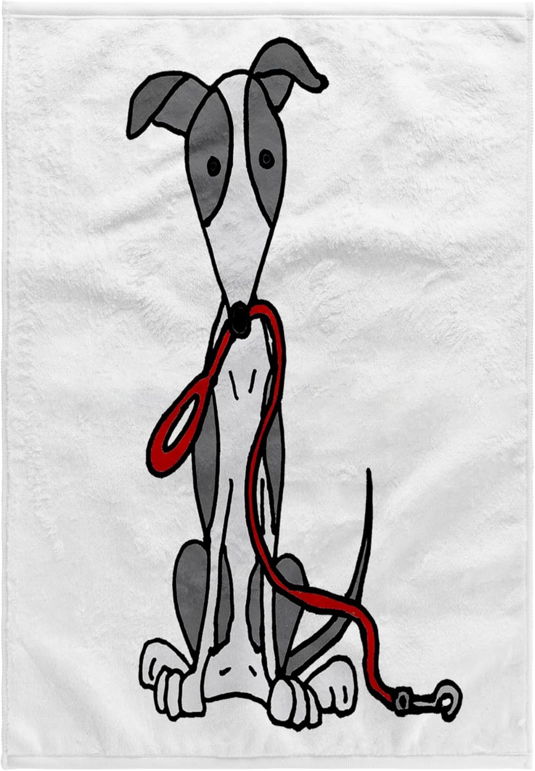 3dRose Cute Funny Grey and White Greyhound Dog with Leash 22x30 Bath Hand Pool Towel