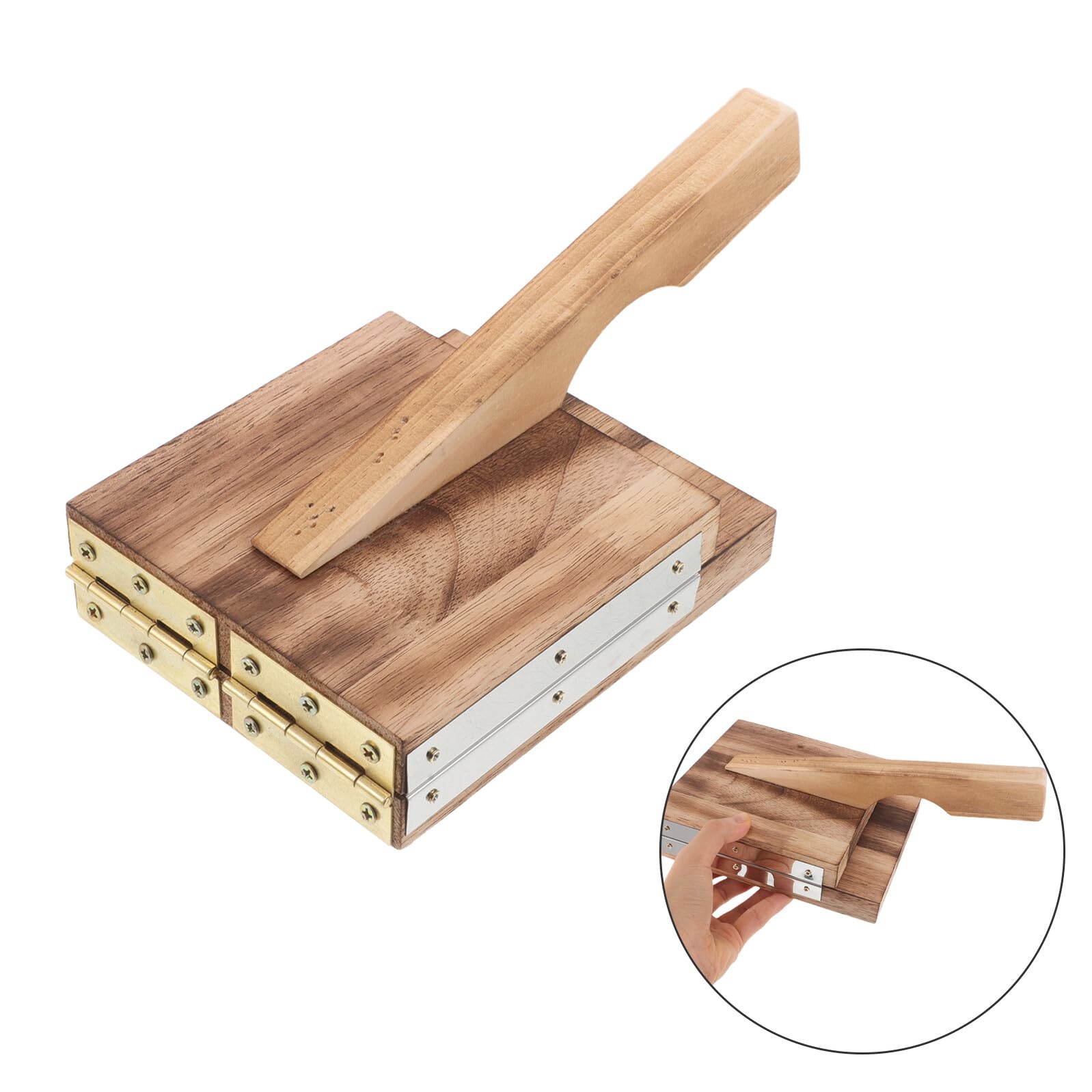 Uonlytech Pressa per Ravioli in Acciaio Inox e Legno Utensile Manuale per Pasta di Gnocchi e Torte di Riso Stampo Pratico per Cucina Casalinga e Preparazioni Tradizionali
