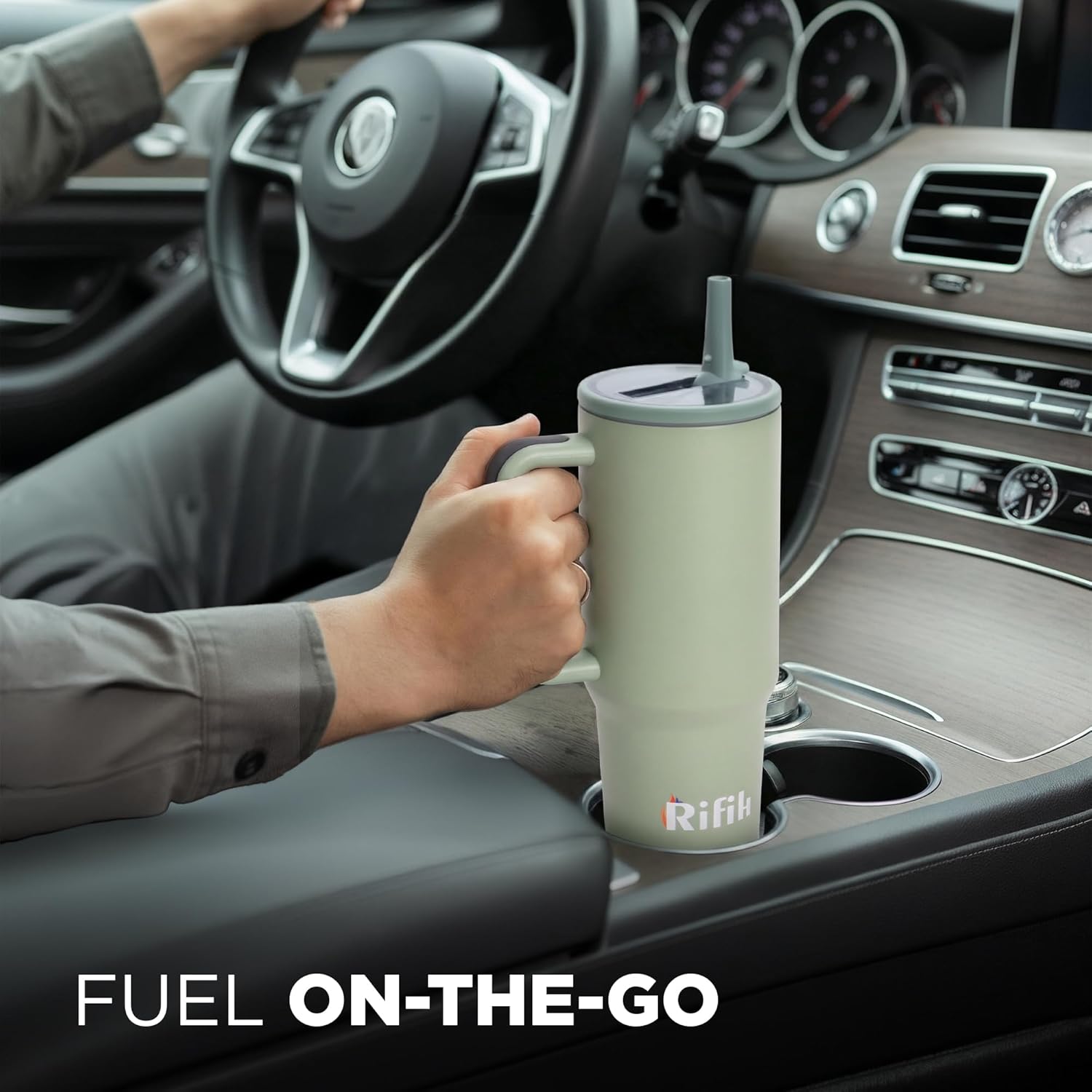 Cup with Lid and Straw, Tumbler with Handle, Travel Mugs, Stainless Steel Cup, Insulated Water Bottle, Insulated Travel Coffee Mugs, Cup with Straw, Coffee Mugs with Lids (NAVY GREEN, 40 OZ) - Image 6