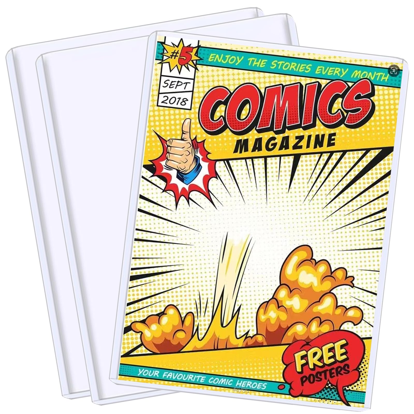Comic Book Toploader 7.5 x 11 Inch Premium PVC Hard Cases for Current and Silver Time Comics Crystal Clear Protection Display Storage and Collection Holder 3 Pack