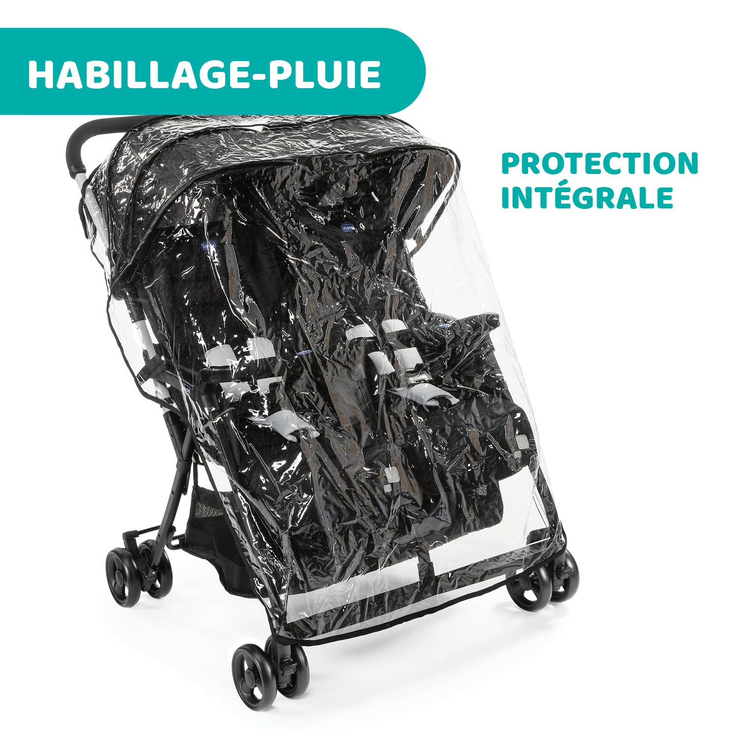 Chicco OHlalà Poussette Double Tandem Légère Pliable Jumeaux 15 kg Noir