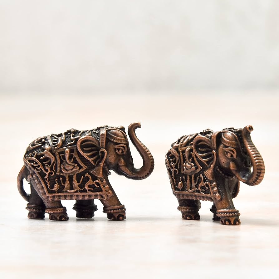 Buy Copper Idols India 1-Inch Handmade Copper Elephant Set
