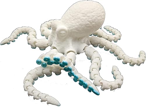 Vista 11 de Pulpo impreso en 3D – Personalizable, hecho a pedido Modelo animal articulado (pequeño, morado con tentáculos verde lima)