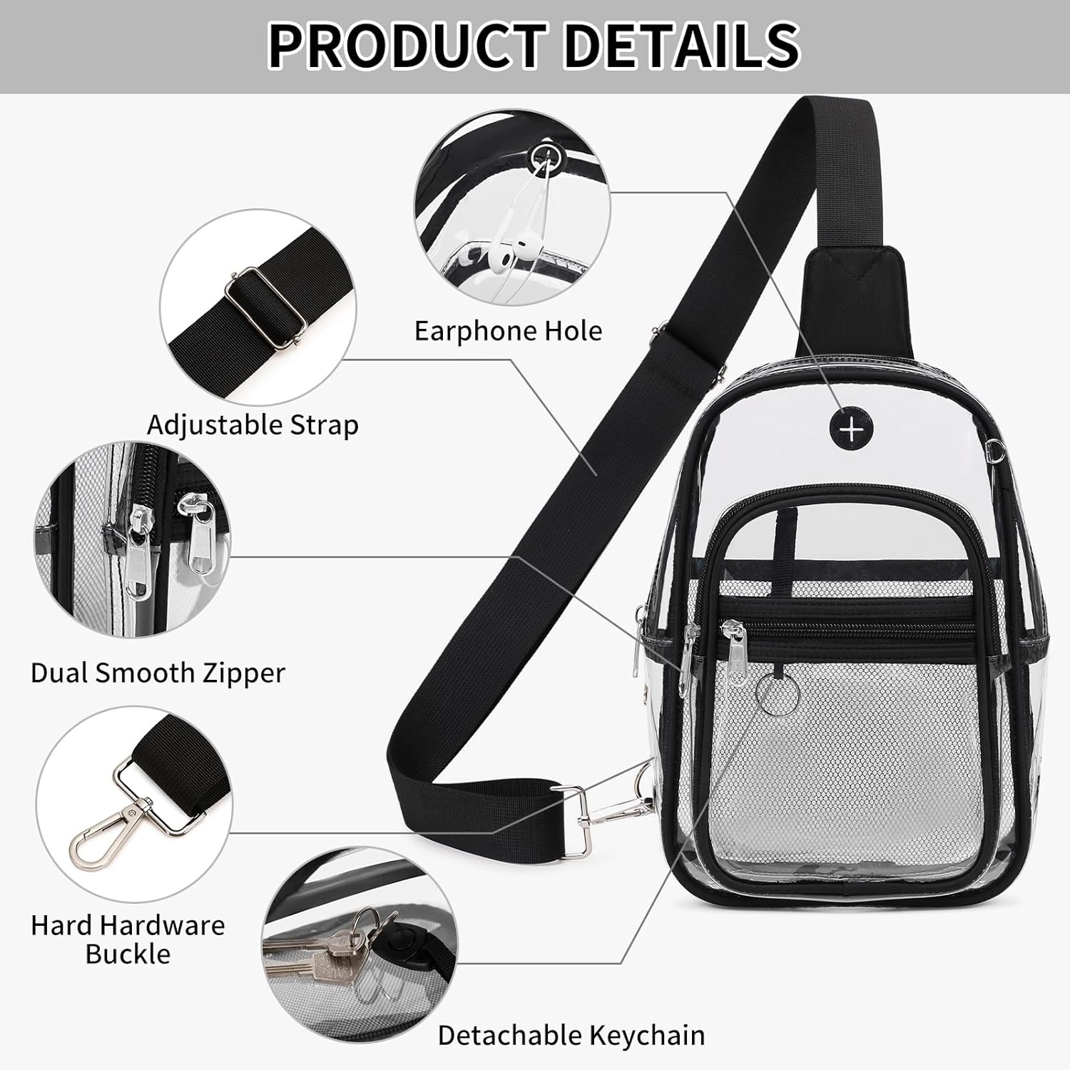 MOONBABY Clear Bag for Stadium Events, Clear Backpack Purse for Women Waterproof TPU Crossbody Fanny Pack | for Stadium Events, Waterproof, TPU - Image 5