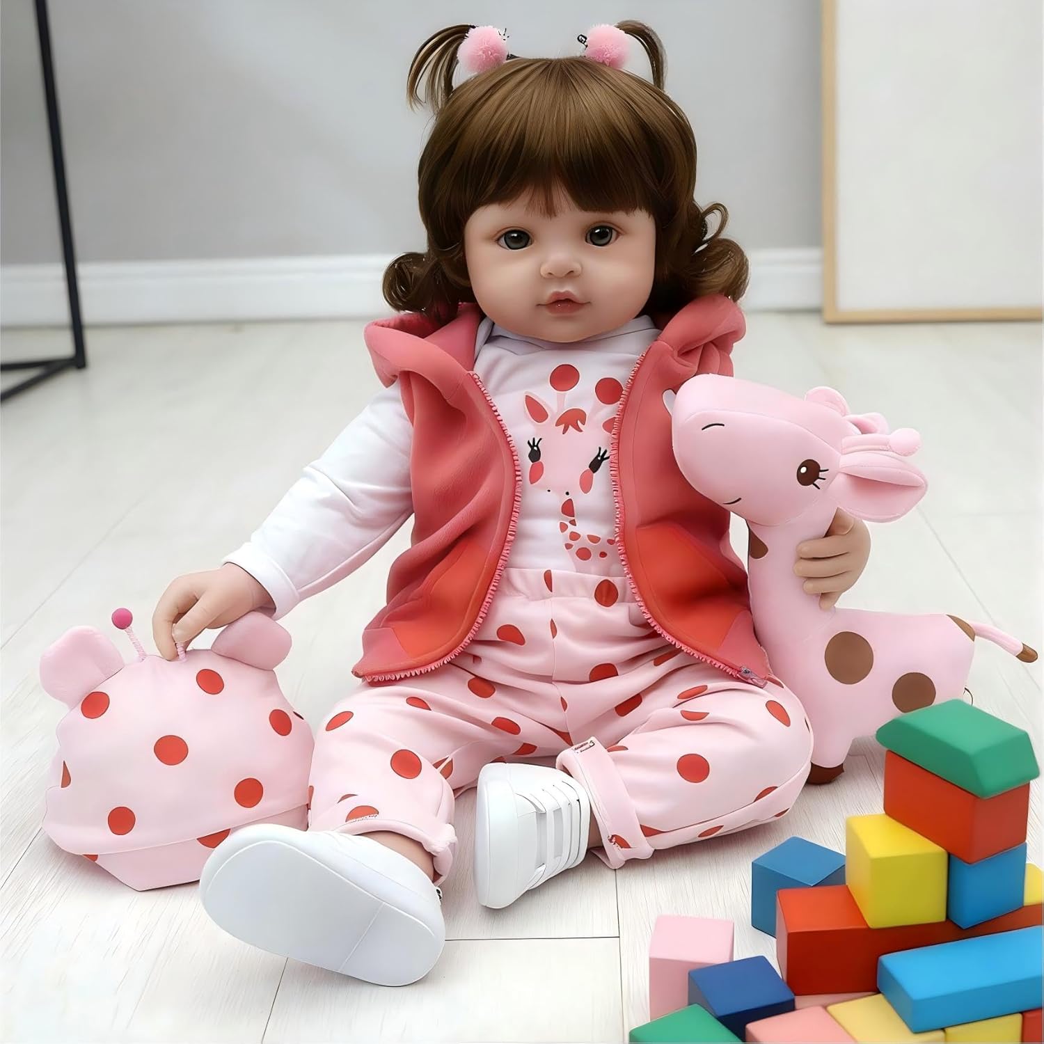 Pinky 18Inch 45cm Lifelike Reborn Baby Girl Dolls Soft Silicone Babies Realistic Looking Newborn Baby Dolls Cute Reborn Doll Toddler Handmade Child Birthday and Xmas Gift