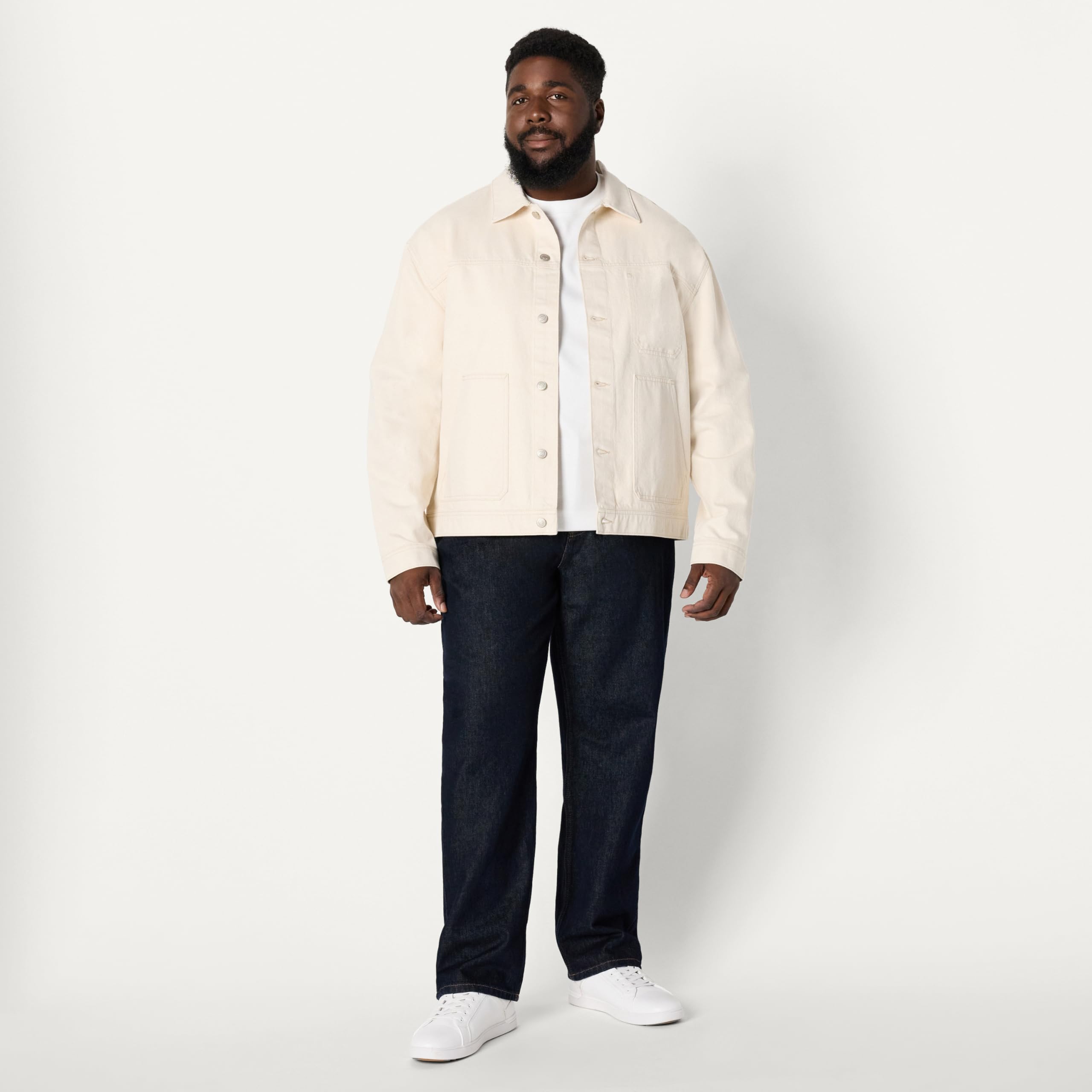 Amazon Essentials Hombre Chaqueta Funcional Vaquera Rígida de Corte Holgado
