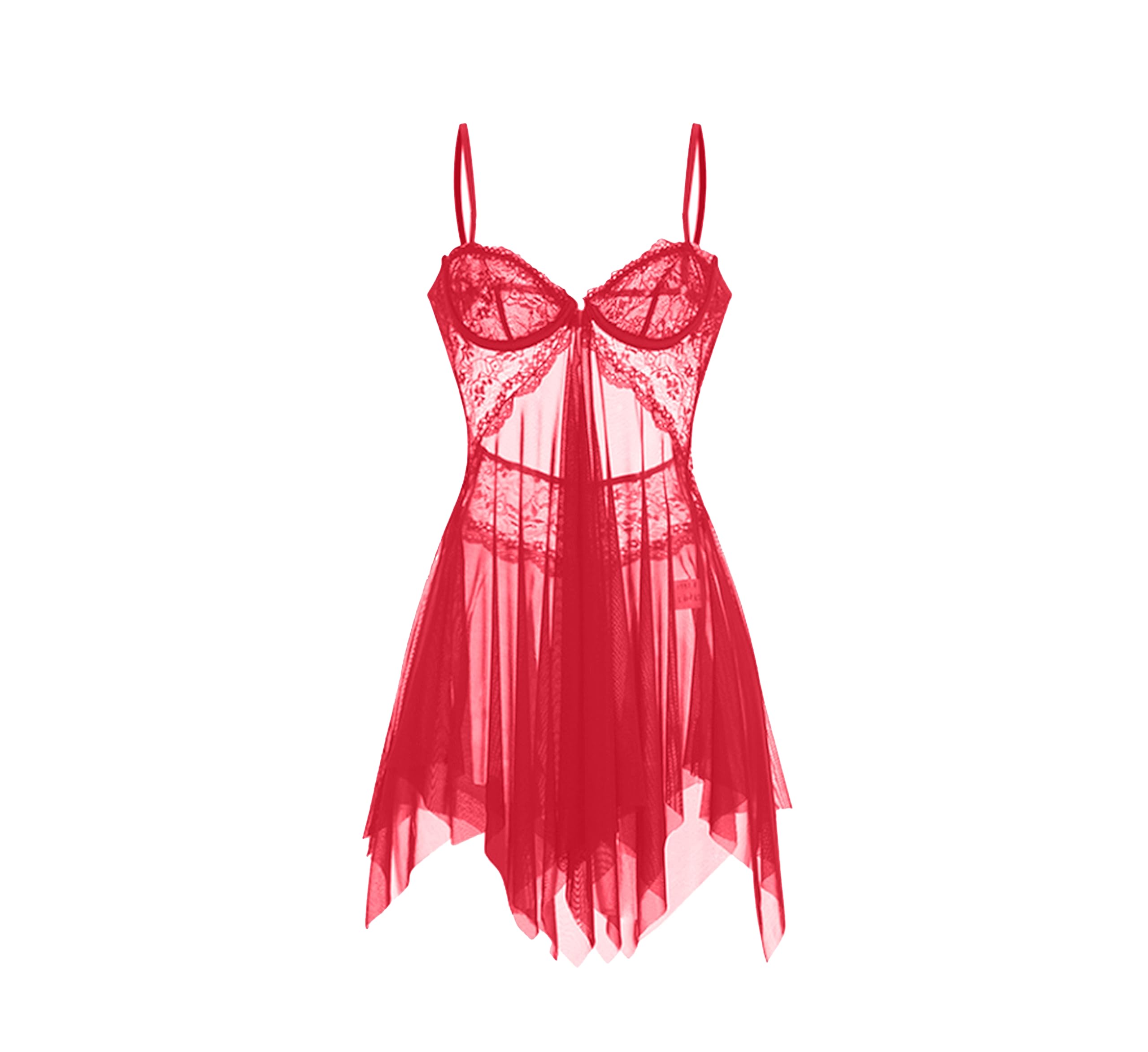 AMZZWomen Lingerie Babydoll Lace Nightgown Mesh Chemise Boudoir Nighty Teddy Lingerie