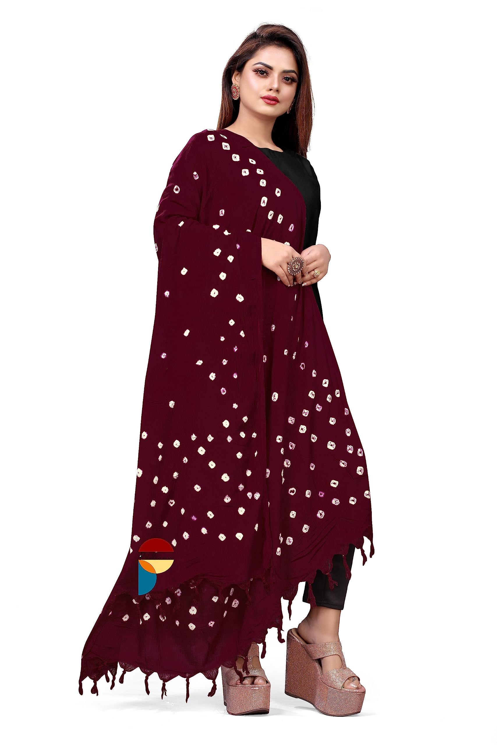 pracharan PRACHARANWomen Cotton Hand Printed Bandhani Design Dupatta | Ethnic Tie Die Print Dupatta (LENGTH 2.10M)-picture-44