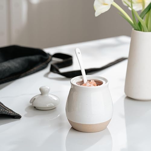 Miniatura 6 de famiware Milkyway - Azucarero con tapa y cuchara, tarro de azúcar de cerámica de 10 onzas, dispensador para sal, condimentos, especias, condimentos,