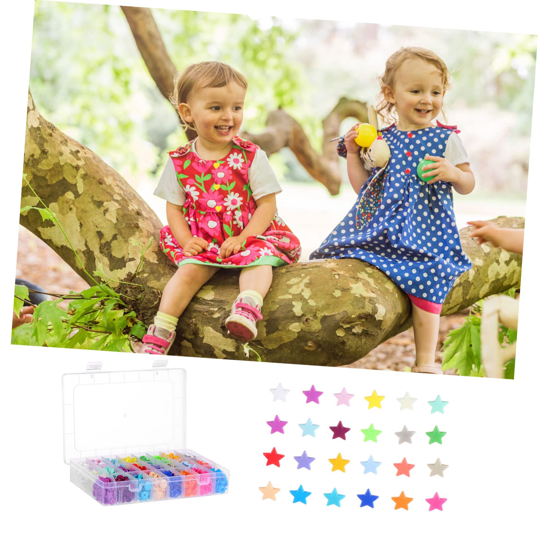 NUOBESTY Set Completo da 360 Bottoni Automatici in Plastica Colorati a Cinque Punte, Chiusure a Scatto per Cucito e Artigianato, per Camicie, Jeans, Giacche e Borse, Kit Professionale